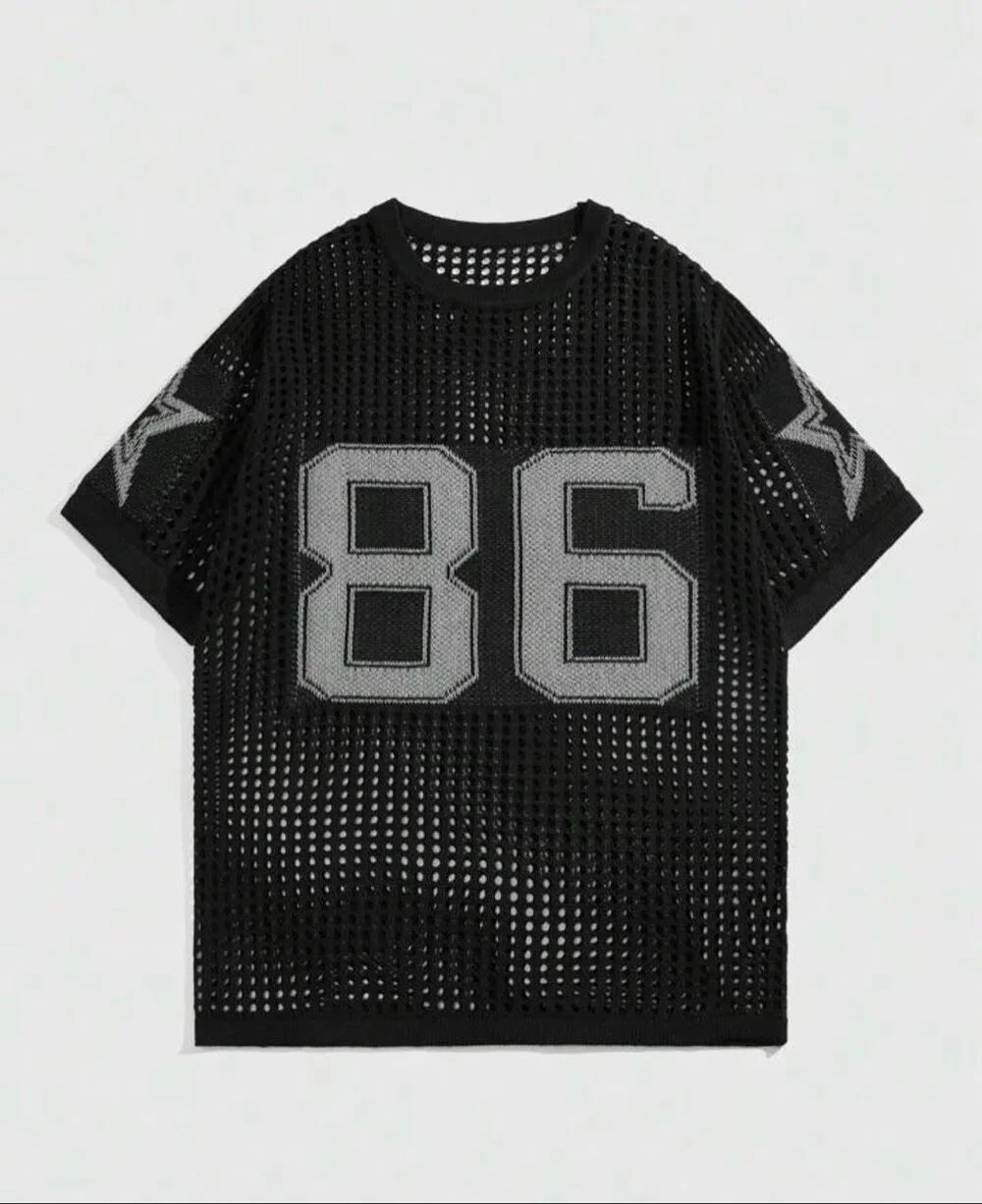 Timer Black 86 Jersey Style Sweater Sz M